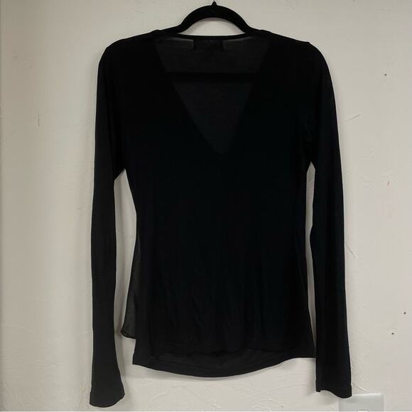 Velvet By Graham & Spenser Black Long Sleeve Blouse Draped Front Womens S Preppy - Picture 7 of 8